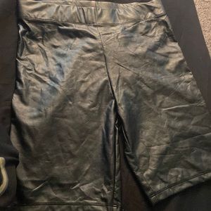 Leather biker shorts
